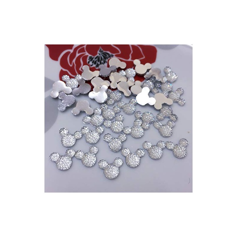 MajorCrafts 60pcs Crystal Clear 14mm Flat Back Kawaii Resin Mouse