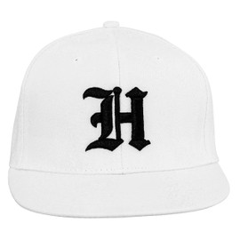 4sold White Snapback Hat with Raised 3D Black Embroidery Letter Baseball Cap Hip-Hop Cap Hat Headwear (H)