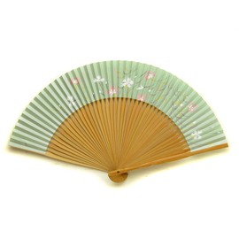 Kyo Fan, Nadeshiko (Light Green), Women's, Made in Japan, Kyoto Ladies, Paper Fan, Double-sided, Artisanal, Handmade, green