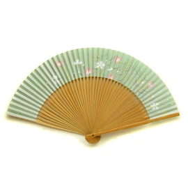 Kyo Fan, Nadeshiko (Light Green), Women's, Made in Japan, Kyoto Ladies, Paper Fan, Double-sided, Artisanal, Handmade, green