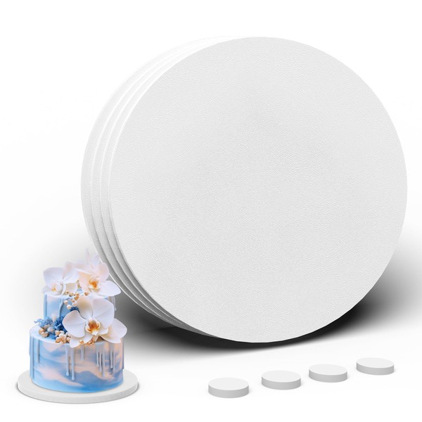 POPUPARTY 4 Pack 8 Inch Greaseproof Cake Drums, Round Solid
