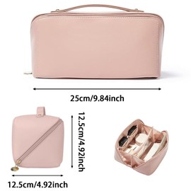 1 Piece Large Capacity Cosmetic Bag, Vanity Case Organiser Women, Wide Opening Travel Cosmetic Bag, Women Beauty Organiser, Women and Girls (Pink)
