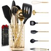Styled Settings Black and Gold Cooking Utensils Set with Holder