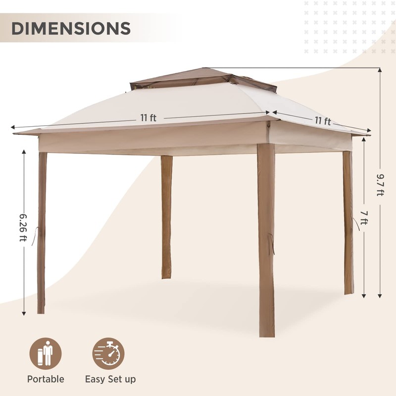 COOS BAY 11x11 Replacement Gazebo Top with Air Vent Sunshade