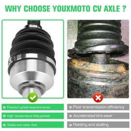 Youxmoto Front Right CV Axle Fit for HONDA foreman 500 2014-2018/ For foreman Rubicon 500 2015 2016 2017 2018, 4340 Chromoly Steel Drive Shaft, For 44250-HR4-A21, 44250-HR4-A22