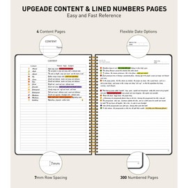 B5 Spiral Notebook Journal 7.6” x 10”, 300 Numbered Pages Hardcover Leather Journals for Women Men, Large Lined College Ruled Notebooks, 100GSM Thick Paper, Spiral Bound Journal for Work School, Black