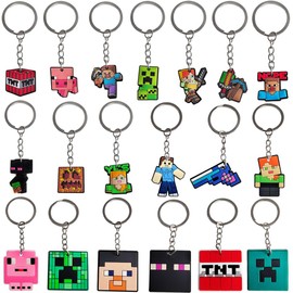 Guidre Pack of 19 Key Rings Boys, Children's Anime Figure Game Keychain, Children's Key Ring Set, Cartoon Pendant for Game Lovers, School Bag Decor, Children's Birthday Key Ring, Colourful