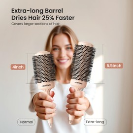 AIMIKE Round Brush for Blow Out, Extra Long Round Hair Brush w/Nano Thermal Ceramic & Ionic Tech, for Blow Drying & Styling, Curling and Shine - Barrel 2.1 inch