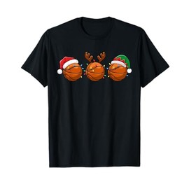Santa Elf Reindeer Basketball Christmas Women's Men's Children's T-Shirt, black