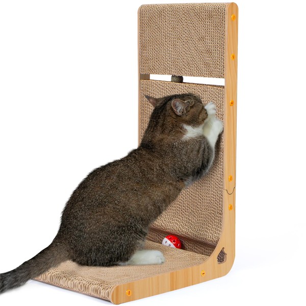 Oroonoko Cardboard Cat Scratcher,L Shape Scratch Pad for Indoor Cat