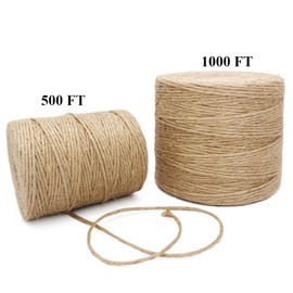 500FT Jute Twine Rope 3mm Natural Thick Garden Twine String Heavy Duty for Gardening Bundling Crafts Arts Gift Wrapping Packing Material Wedding Christmas Decoration Bulk