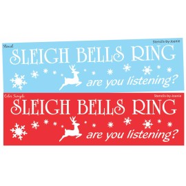 Stencils by Joanie Stencil Sleigh Bells Ring Listening Christmas Reindeer Snowflakes Country Prim