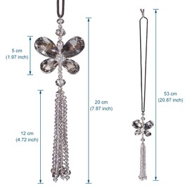 Crystal Butterfly Car Rear View Mirror Accessories Lucky Car Hanging Ornament (Gray)