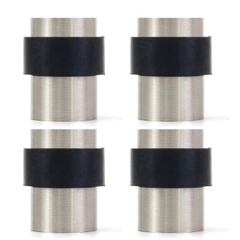 4 Pack Door Stop | Circular | Floor Mounted | Matte Brushed Nickel (4, Satin Nickel)