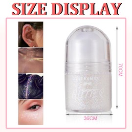 Roll-on Body Glitter Gel, Glitter Gel Roll On for Glitter, Mermaid Sequins Glitter Face, Liquid Festival Accessories, Face Paint Holographic for Body Face Hair, 25 ml, White #04