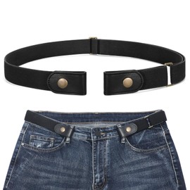 WHIPPY No Buckle Elastic Stretch Belts for Women Men Buckle Free Adjustable Belt for Jeans Pants Black L