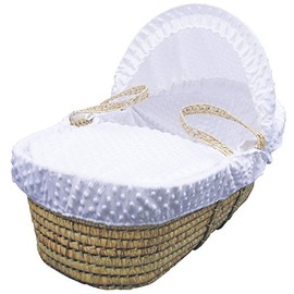New Moses Basket Bedding Soft touch Cuddlesoft Dimple moses Hooded Dressing Set (White )