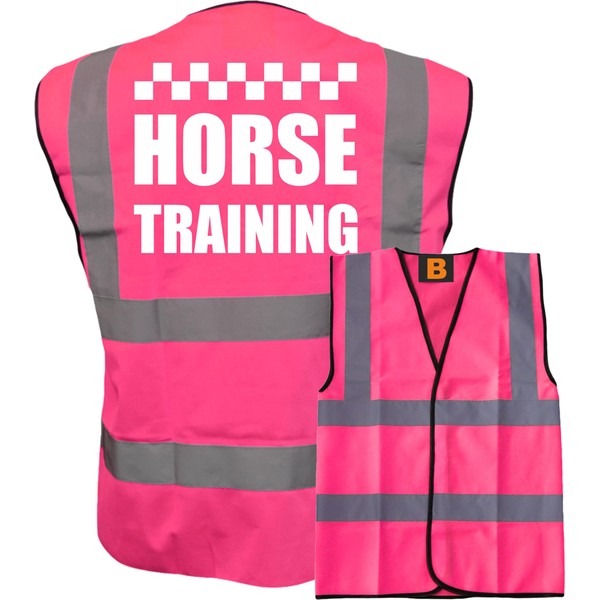 Bright Pink High Visibility Vest with White HORSE TRAINING -