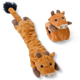 SHARLOVY Dog Squeaky Toys -Cow Crinkle Dog Toy, Bubble Plush Pet Toys Puppy Teething Toys No Stuffing Animals Dog Toy Doggies Toys Dog Chew Toy for Small Dogs