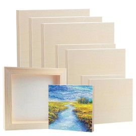 9 Pack Wood Canvas Boards Wood Panel Boards Unfinished Wood Canvas Panels Square Wood Panels Wooden Panels, Blank Wooden Canvas for Painting, Drawing, Pouring, Burning and DIY Crafts Projects