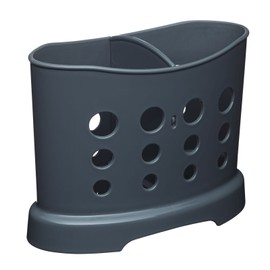 KitchenCraft Plastic Cutlery Drainer Caddy, Grey, 16 x 8 x 12 cm