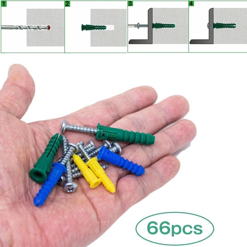 Itisyou 66pcs Board Anchor Screw Set 3 Different Sizes Anchor