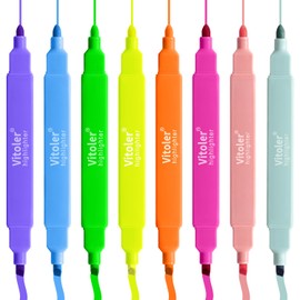 Piochoo Dual Tip Highlighters, 8 Colored Bible Highlighter Pen Set,Cute Highlighter Assorted Colorsfor Students, Artists,Journaling Office School Supplies