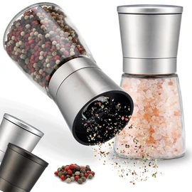 ZOLMER Zolmer? Salt and Pepper Grinder Set of 2 with Adjustable Ceramic Grinder - Elegant Salt and Pepper Mill Made of Gunmetal Coloured Stainless Steel [Without Spice Content]