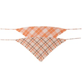 Fall Dog Bandana Autumn Thanksgiving Plaid Reversible Triangle Bibs Scarf Accessories for Dogs Pets