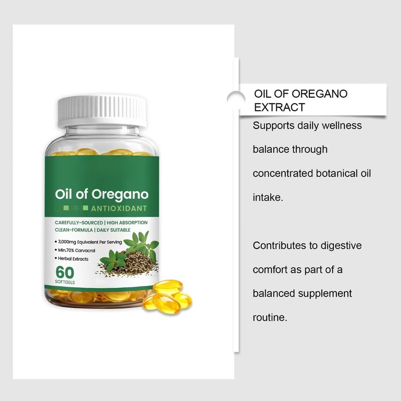 Aceite de orégano con aceite de semilla negra, apoyo digestivo,