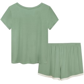Joyaria Bamboo Cooling Pajamas Short Sleeve Pj Set Lightweight(Sage Green,Medium)