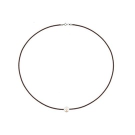 LES POULETTES BIJOUX - Necklace White Cultured Freshwater Pearl 8-9 mm - Classics - Light Brown