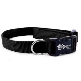 Extreme Consumer Products Rugged Nylon Dog Collar Black - The Heavy Duty Adjustable Dog Collar - 3/4" for Necks 9" to 28" with Durable Buckle Clip and No-Snag Comfort Nylon Weave Design