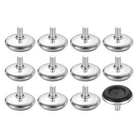 sourcing map 12Pcs M6 Thread Furniture Feet Levelers, 28x10mm Adjustable Leveling Table Feet, Screw on Furniture Glide Leveling for Chair Stool Legs, Black