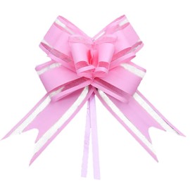 Dishaur 30pcs Large Organza Christmas Pull Bows for Gift Wrapping, 50mm Baby Pink Pulled Bow Ribbons Gift Bows for Present Wedding Car Gift Baskets