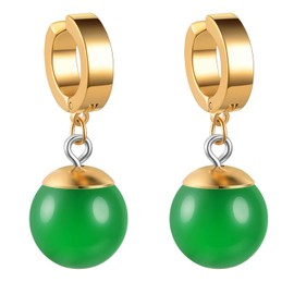 one pair of Resin Ball Stainless Earring Cosplay Earrings Ear Clip Cuff For Man Woman (Pair green clip)