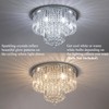 Litaddscen K9 Crystal Chandelier Flush Mount Ceiling Light,Modern Round Raindrop