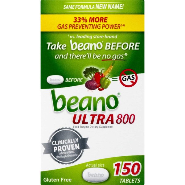 Beano Food Enzyme Dietary Supplement | Help Digest Gas-Causing Foods | 150 Tablets