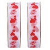 2pcs Red Ribbon 1.5cm/0.6in Wide Heart Pattern Packaging Ribbons DIY