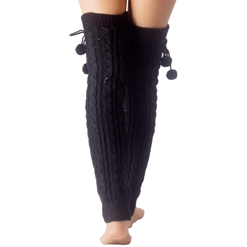 iB-iP Women's Ballet Dancer Aerobic Cute Thermal Leg Warmers, black