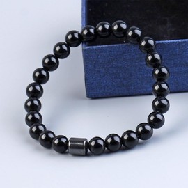 HZHRony Balck Obsidian Bracelet for Men Women Natural Crystal Stone Bracelets Gemstone Beaded Bracelet 8mm