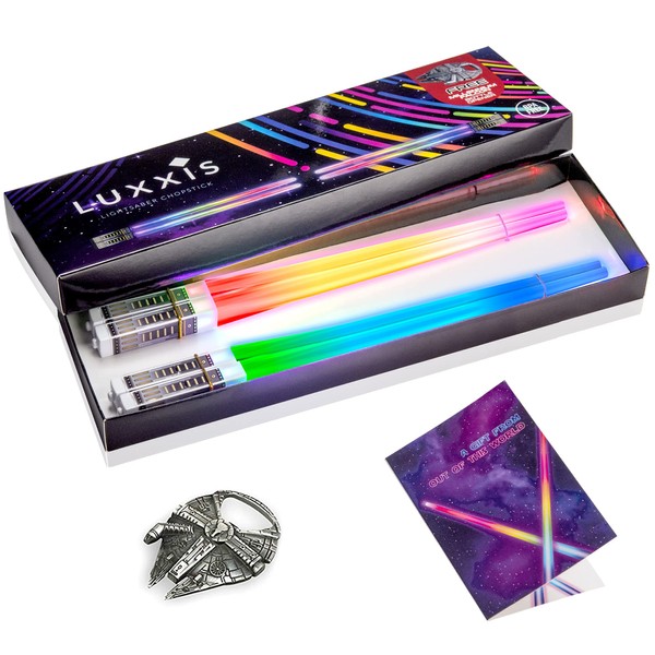 LUXXIS Lightsaber Chopsticks Light Up LED Glowing Light Saber Chop Sticks