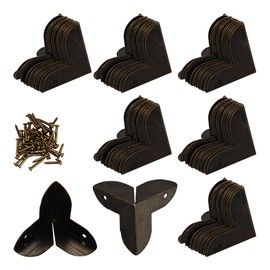 bociloy 24PCS Metal Box Corner Protectors, 0.87" x 0.87" Antique Bronze Triangle Edge Guard for Furniture, Cabinet, Table, Trunk - Decorative Metal Corner Brackets with Screws