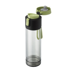 CasaWare Trio Tea Clear Travel Tumbler, 12-Ounce, Double Wall, Tritan Impact Resistant Exterior, Heat Resistant Borosilicate Glass Core, Leak Proof (Clear Green)