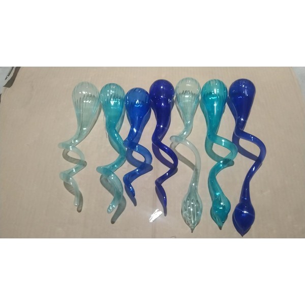 Longree Decorative Glass Spiral Ornaments, 12" L Blue Ombre Collection,