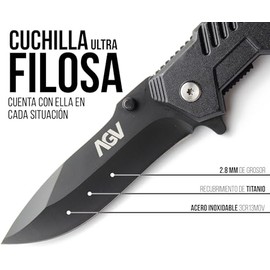 AGV Navaja Tactica Militar Color Negro | Retráctil Plegable | FK01