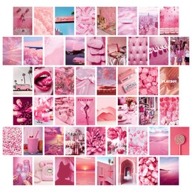 50PCS Posters Wall Collage Kit Aesthetic Pictures,Collage Print Kit,Bedroom Decor for Teen Girls,VSCO Girls Bedroom Decor,Room Decor Aesthetic,50 Set 10x15cm (D-Pink)