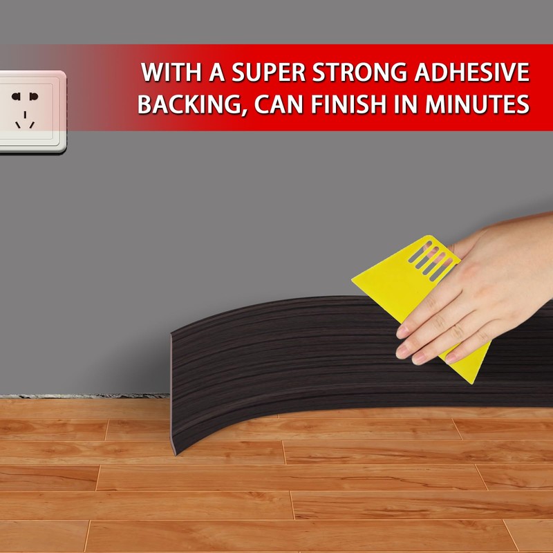 FONUNO Vinyl Wall Base Baseboard Molding Trim 4" Flexible Self