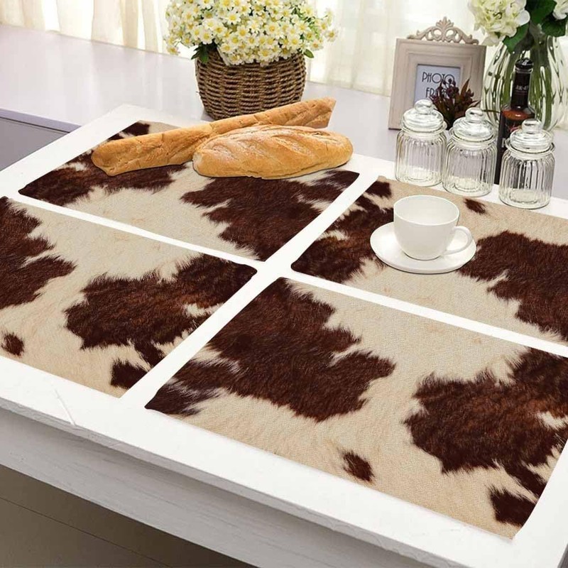 Walmsco Placemats Brown Cow Texture Decor For Dining Room Kitchen