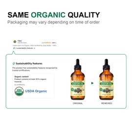 Castor Oil USDA & EWG Verified 4oz Glass Bottle - 100% Pure, Cold Pressed, Hexane Free, Virgin Caster Oils for Face, Eyelash, Eyebrow, Hair - with Lash Starter Kit & Empty Roller Ball Bottle